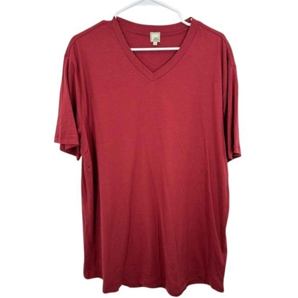 SWET TAILOR Men's Red V-Neck T-Shirt‎ Supima Cotton Modal Blend XXL